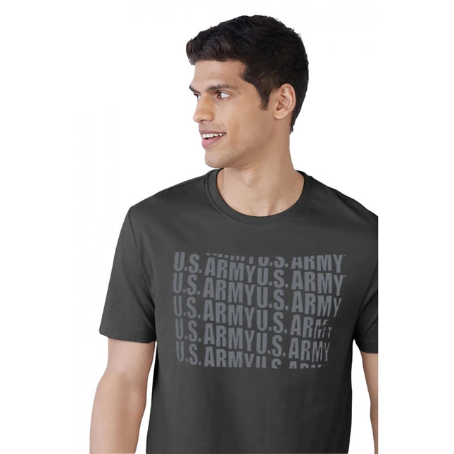 Rosolly Men'sÂ Casual Half sleeve Printed Cotton Round Neck T-shirt (Dark Grey)