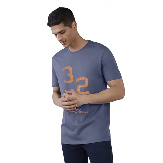 Rosolly Men'sÂ Casual Half sleeve Printed Cotton Crew Neck T-shirt (Blue)