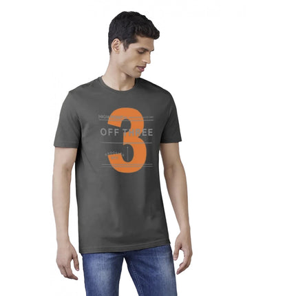 Rosolly Men'sÂ Casual Half sleeve Printed Cotton Crew Neck T-shirt (Black)