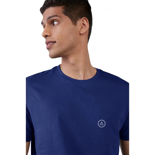 Rosolly Men'sÂ Casual Half sleeve SolidÂ Polyester Crew Neck T-shirt (Blue)