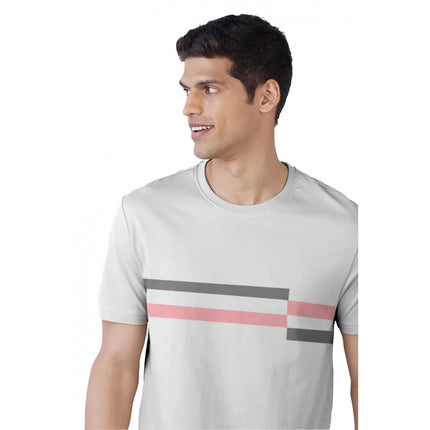 Rosolly Men'sÂ Casual Half sleeve SolidÂ Cotton Crew Neck T-shirt (Light Grey)