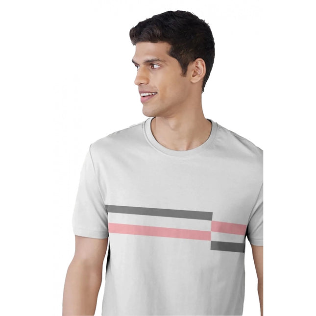 Rosolly Men'sÂ Casual Half sleeve SolidÂ Cotton Crew Neck T-shirt (Light Grey)