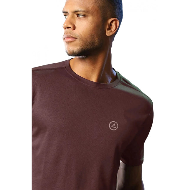 Rosolly Men'sÂ Casual Half sleeve SolidÂ Polyester Crew Neck T-shirt (Maroon)