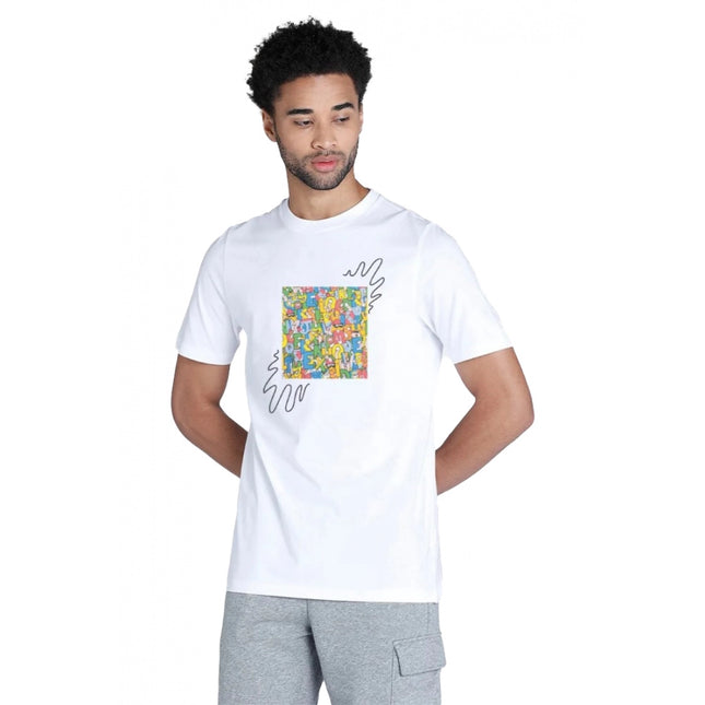 Rosolly Men'sÂ Casual Half sleeve Printed Polyester Crew Neck T-shirt (White)