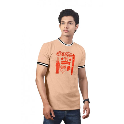 Rosolly Men'sÂ Casual Half sleeve Printed Cotton Crew Neck T-shirt (Coral)