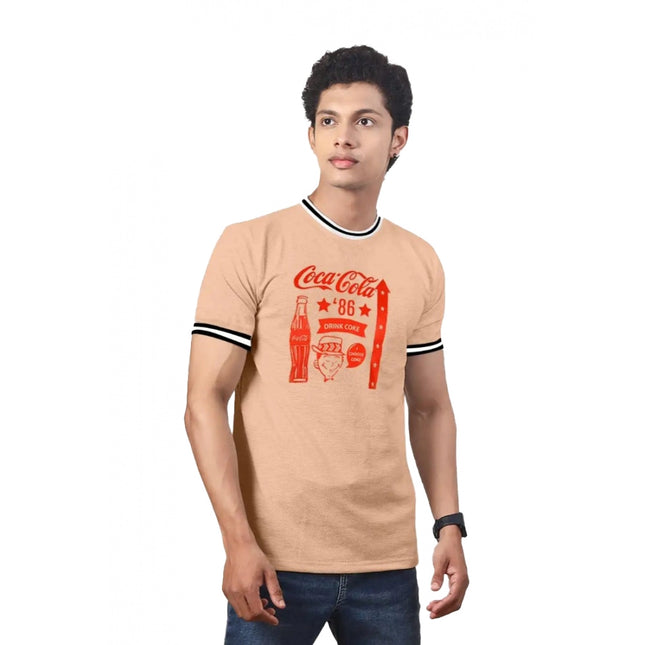 Rosolly Men'sÂ Casual Half sleeve Printed Cotton Crew Neck T-shirt (Coral)