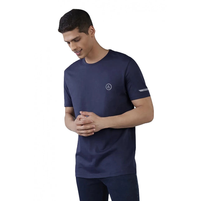 Rosolly Men'sÂ Casual Half sleeve SolidÂ Polyester Crew Neck T-shirt (Navy)