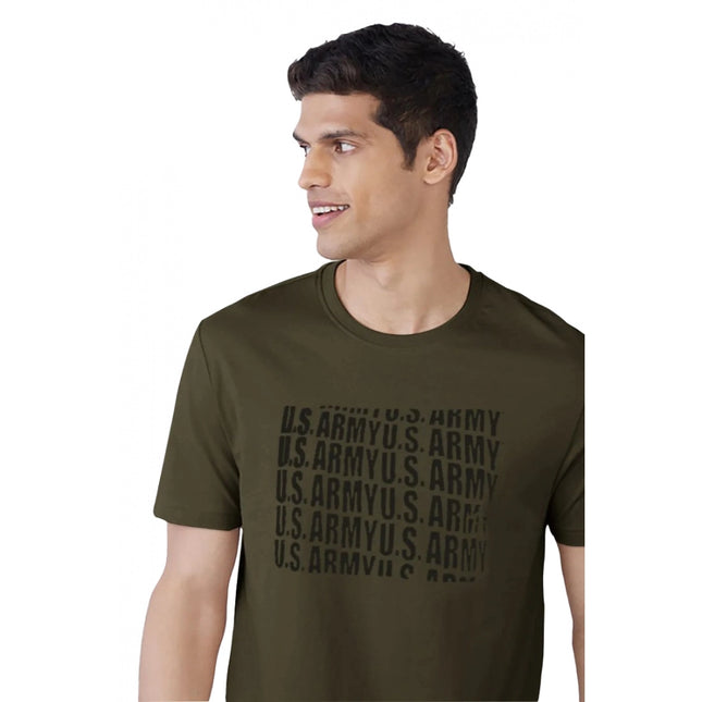 Rosolly Men'sÂ Casual Half sleeve Printed Cotton Crew Neck T-shirt (Dark Green)