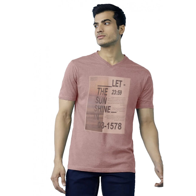 Rosolly Men'sÂ Casual Half sleeve Digital Printed Cotton Crew Neck T-shirt (Coral)