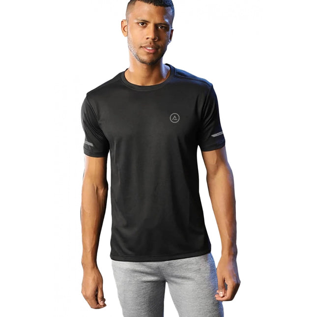 Rosolly Men'sÂ Casual Half sleeve SolidÂ Polyester Crew Neck T-shirt (Black)