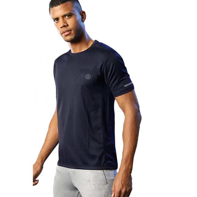 Rosolly Men'sÂ Casual Half sleeve SolidÂ Polyester Crew Neck T-shirt (Navy)