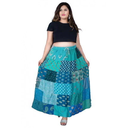 Rosolly Women's Rayon Printed Elastic Skirt (Multicolor, Free Size)