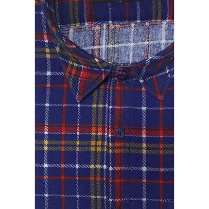 Rosolly Men's Cotton Lycra Full Sleeve Checked Casual Shirt (Blue Red)