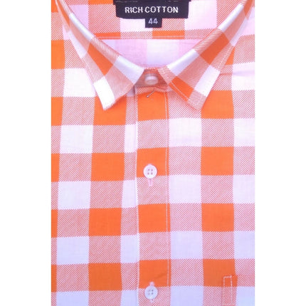Rosolly Men's Cotton Lycra Full Sleeve Checked Casual Shirt (Red White)