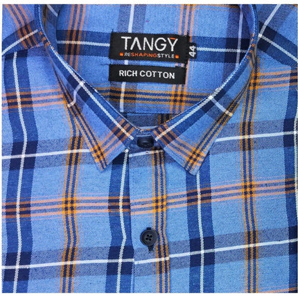 Rosolly Men's Cotton Lycra Full Sleeve Checked Casual Shirt (Purple)