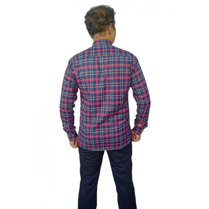 Rosolly Men's Cotton Lycra Full Sleeve Checked Casual Shirt (Red )