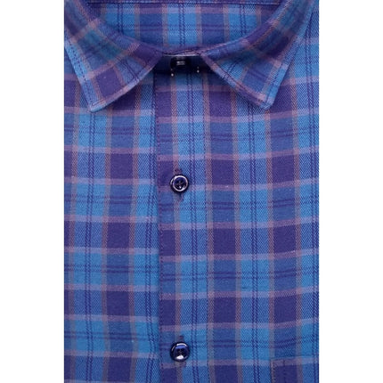 Rosolly Men's Cotton Lycra Full Sleeve Checked Casual Shirt (Dark Blue)