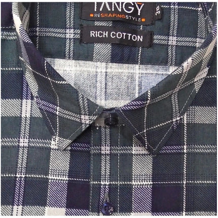 Rosolly Men's Cotton Lycra Full Sleeve Checked Casual Shirt (Dark Green)