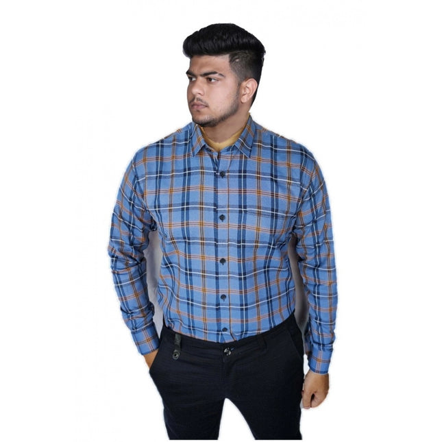 Rosolly Men's Cotton Lycra Full Sleeve Checked Casual Shirt (Purple)