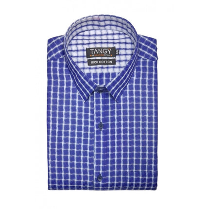 Rosolly Men's Cotton Lycra Full Sleeve Checked Casual Shirt (Purple)