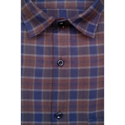 Rosolly Men's Cotton Lycra Full Sleeve Checked Casual Shirt (Brown)