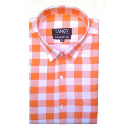 Rosolly Men's Cotton Lycra Full Sleeve Checked Casual Shirt (Red White)