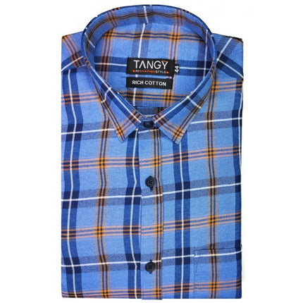 Rosolly Men's Cotton Lycra Full Sleeve Checked Casual Shirt (Purple)