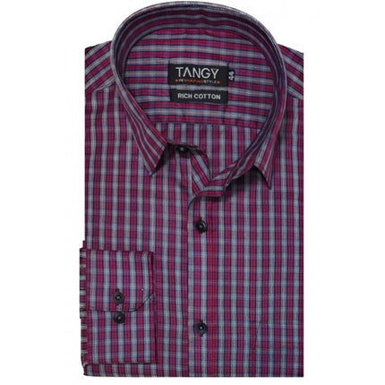 Rosolly Men's Cotton Lycra Full Sleeve Checked Casual Shirt (Red )