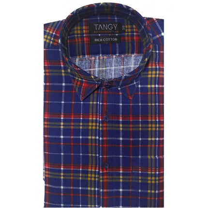 Rosolly Men's Cotton Lycra Full Sleeve Checked Casual Shirt (Blue Red)