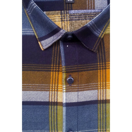 Rosolly Men's Cotton Lycra Full Sleeve Checked Casual Shirt (Yellow)