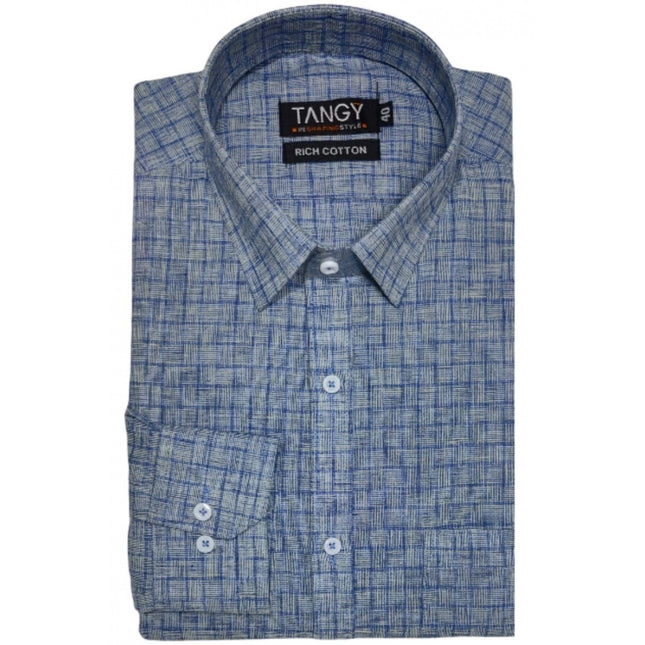 Rosolly Men's Cotton Lycra Full Sleeve Checked Casual Shirt (Grey)