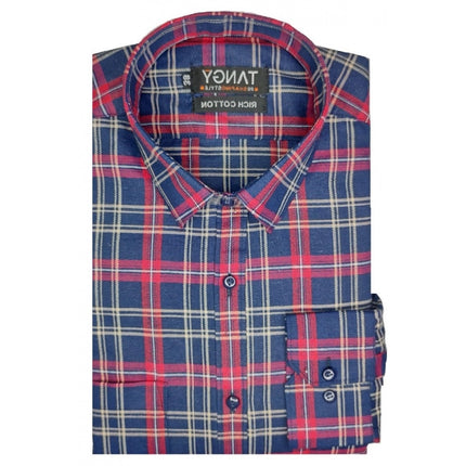 Rosolly Men's Cotton Lycra Full Sleeve Checked Casual Shirt (Red )