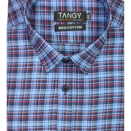 Rosolly Men's Cotton Lycra Full Sleeve Checked Casual Shirt (Purple)