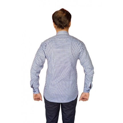 Rosolly Men's Cotton Lycra Full Sleeve Checked Casual Shirt (White)