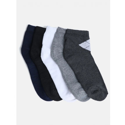 Rosolly 5 Pairs Men's Casual Cotton Blended Solid Mid-Calf length Socks (Assorted)