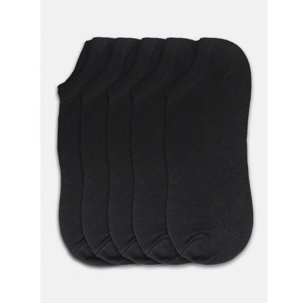 Rosolly 5 Pairs Unisex Casual Cotton Blended Solid Ankle length Socks (Black)