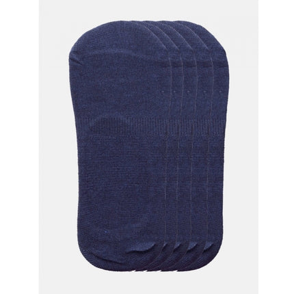 Rosolly 5 Pairs Unisex Casual Cotton Blended Solid No-show Socks (Navy)