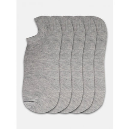 Rosolly 5 Pairs Unisex Casual Cotton Blended Solid Ankle length Socks (Light Grey)