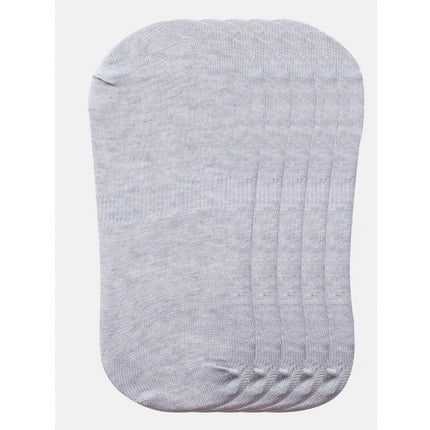 Rosolly 5 Pairs Unisex Casual Cotton Blended Solid No-show Socks (Light Grey)