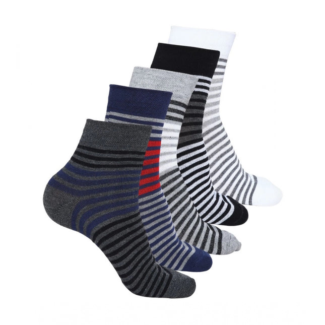 Rosolly 5 Pairs Men's Casual Cotton Blended Printed Mid-Calf length Socks (Assorted)