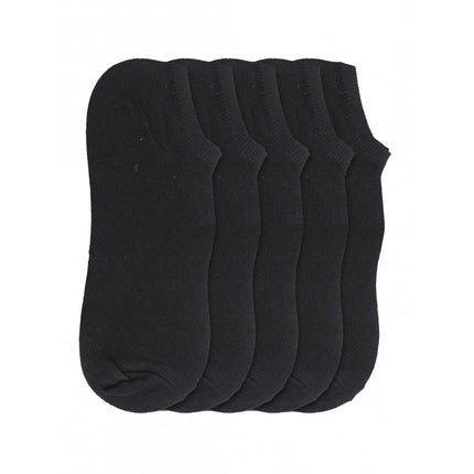 Rosolly 5 Pairs Unisex Casual Cotton Blended Solid Ankle length Socks (Black)