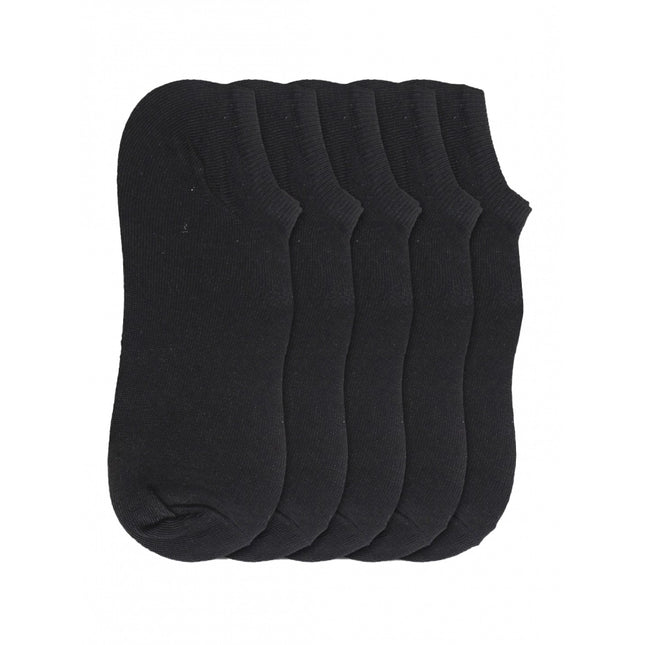 Rosolly 5 Pairs Unisex Casual Cotton Blended Solid Ankle length Socks (Black)