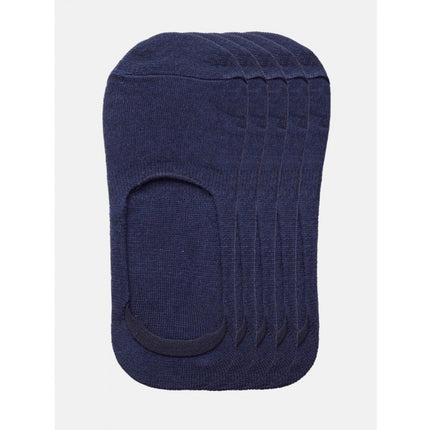 Rosolly 5 Pairs Unisex Casual Cotton Blended Solid No-show Socks (Navy)