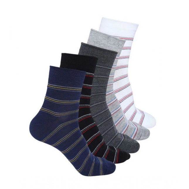 Rosolly 5 Pairs Men's Casual Cotton Blended Printed Mid-Calf length Socks (Assorted)