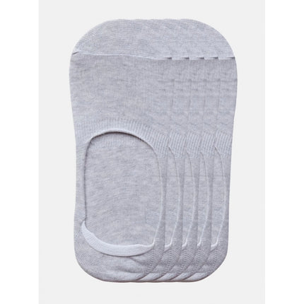 Rosolly 5 Pairs Unisex Casual Cotton Blended Solid No-show Socks (Light Grey)