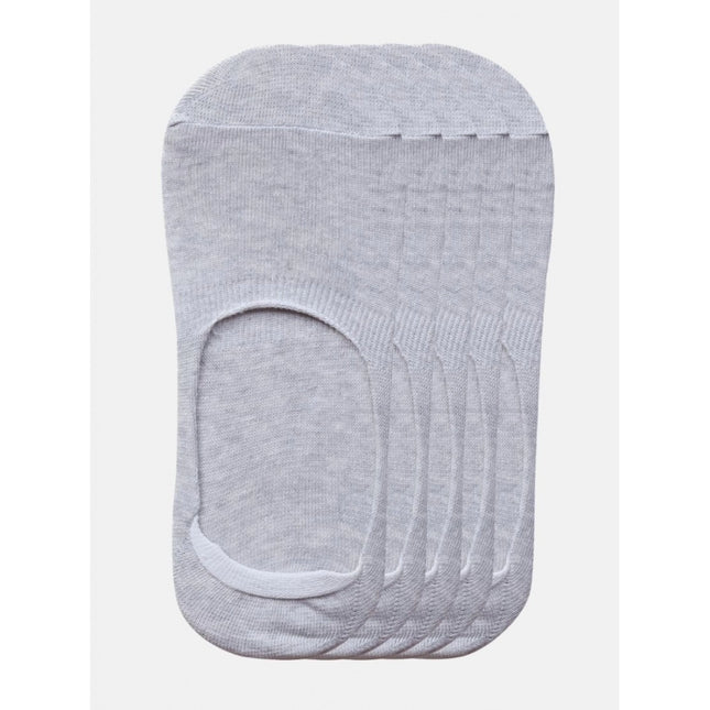 Rosolly 5 Pairs Unisex Casual Cotton Blended Solid No-show Socks (Light Grey)
