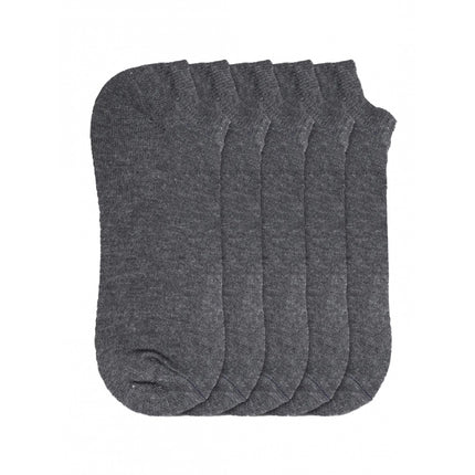 Rosolly 5 Pairs Unisex Casual Cotton Blended Solid Ankle length Socks (Dark Grey)