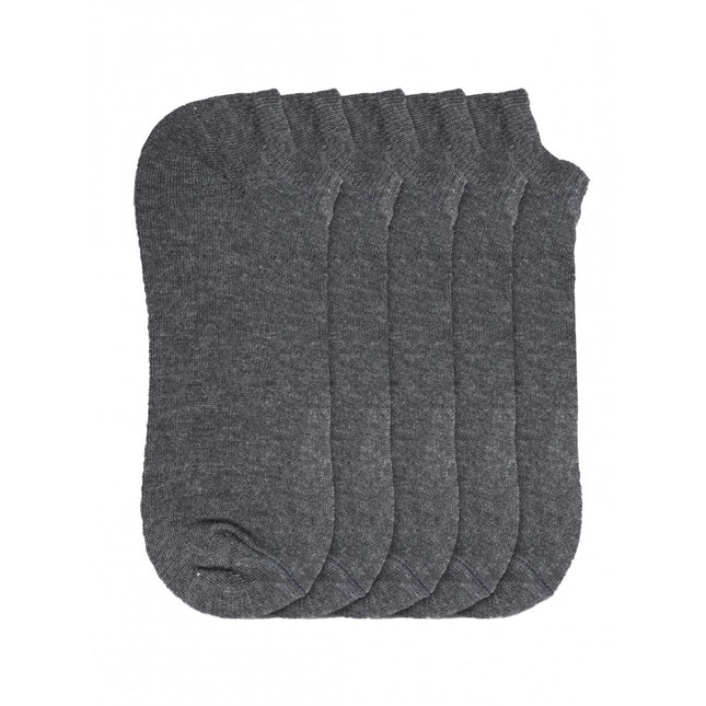 Rosolly 5 Pairs Unisex Casual Cotton Blended Solid Ankle length Socks (Dark Grey)