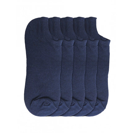 Rosolly 5 Pairs Unisex Casual Cotton Blended Solid Ankle length Socks (Navy)