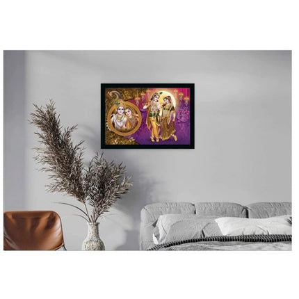 Rosolly Beautiful Radha Krishna Vinyl Sparkle Coated with Synthetic Photo Frame (Multicolor)